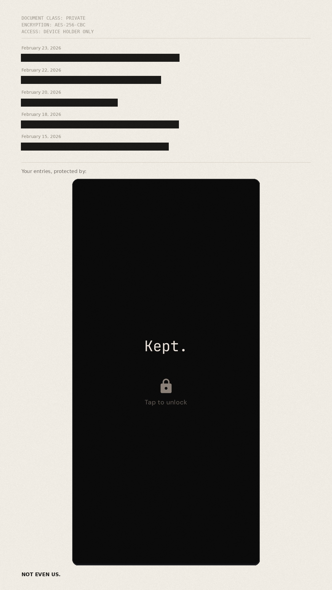 AES-256 encrypted journal entries