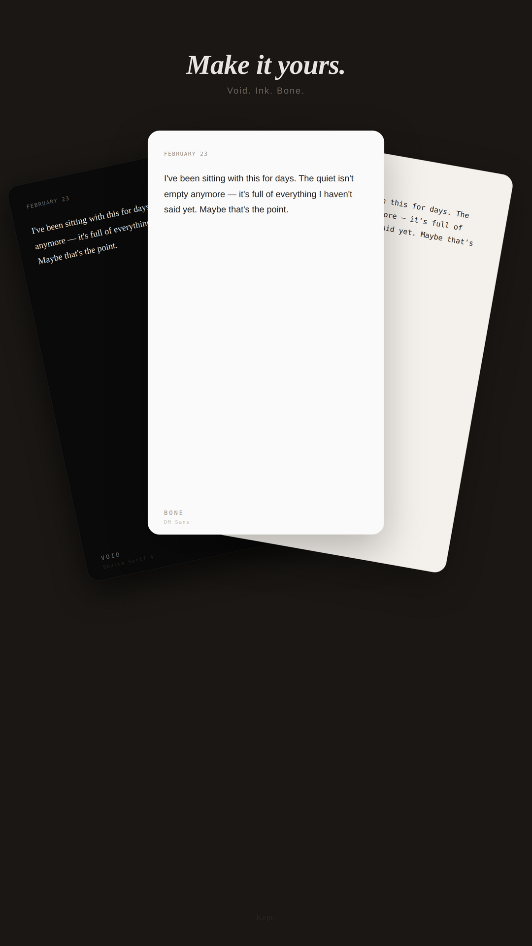 Kept journal app themes